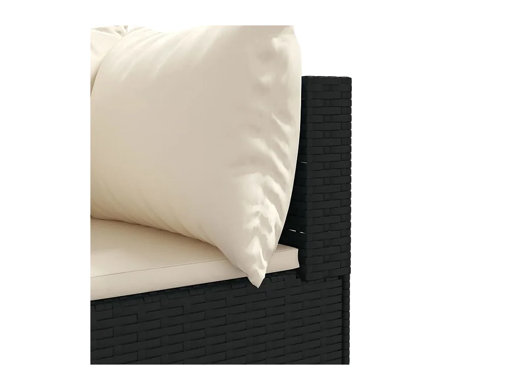 4-tlg. Garten-Lounge-Set mit Kissen Schwarz Poly Rattan