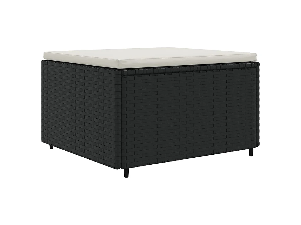 Salon de jardin 4 pcs avec coussins Noir Résine tressée