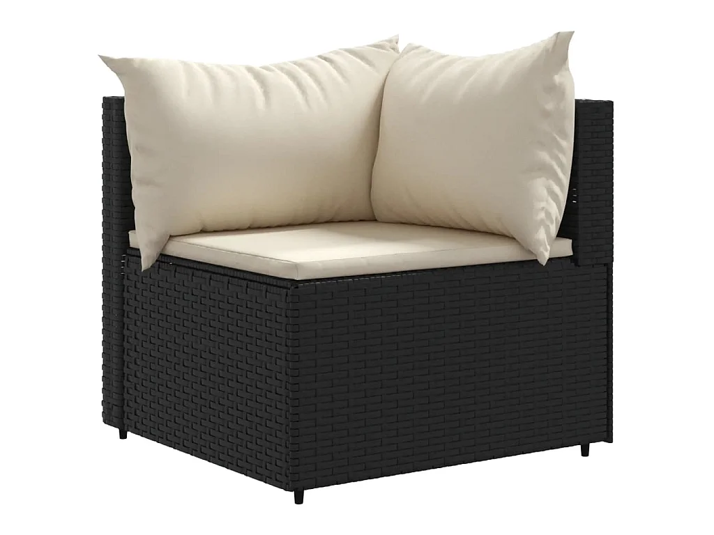 Salon de jardin 4 pcs avec coussins Noir Résine tressée