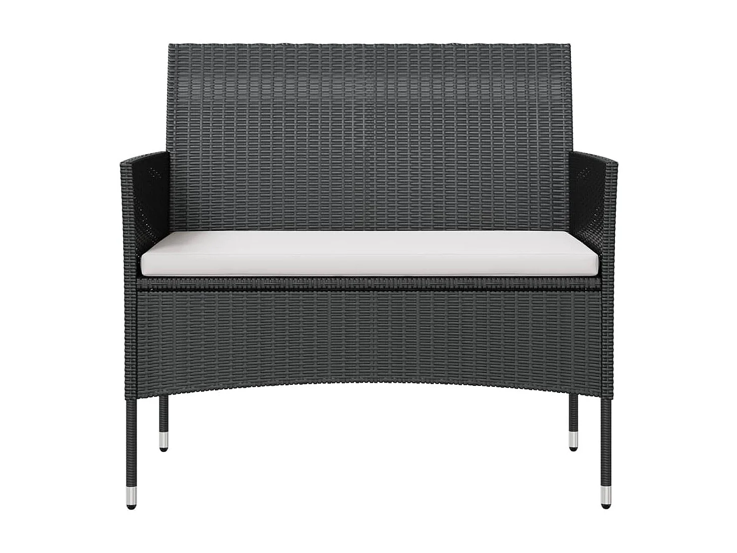 16-delige Loungeset met kussens poly rattan zwart