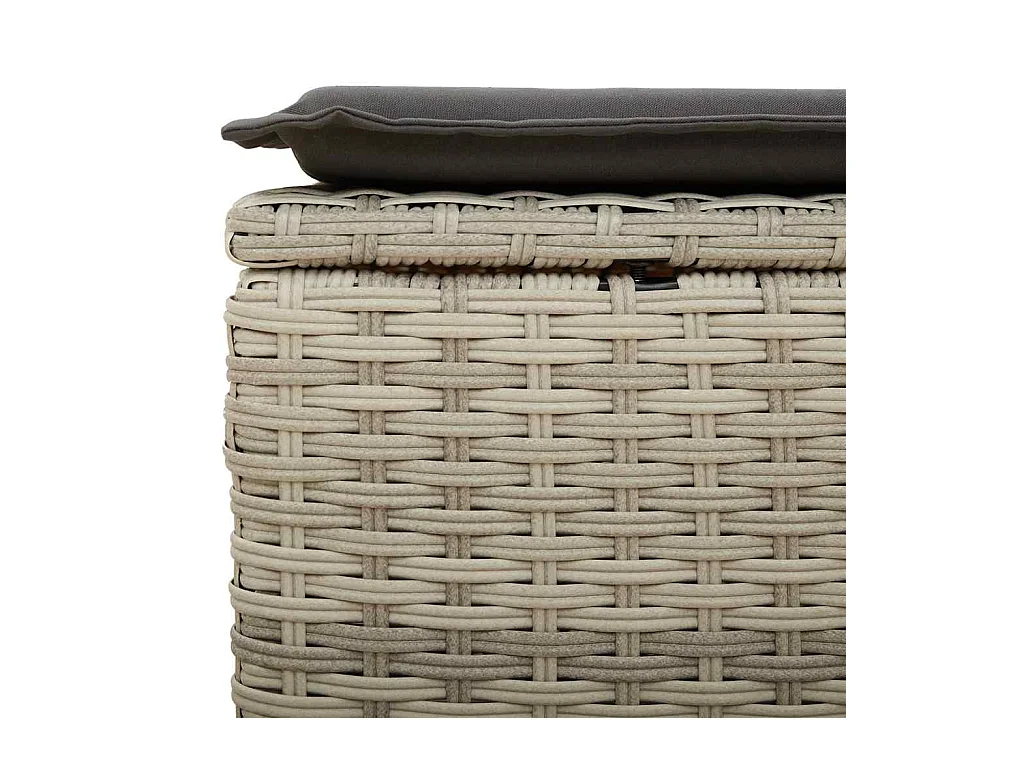 Salon de jardin 4 pcs avec coussins gris clair résine tressée