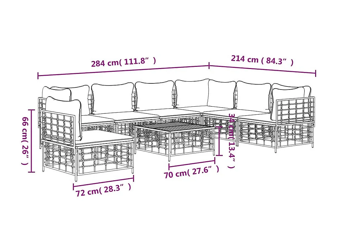 8-delige Loungeset met kussens poly rattan antracietkleurig