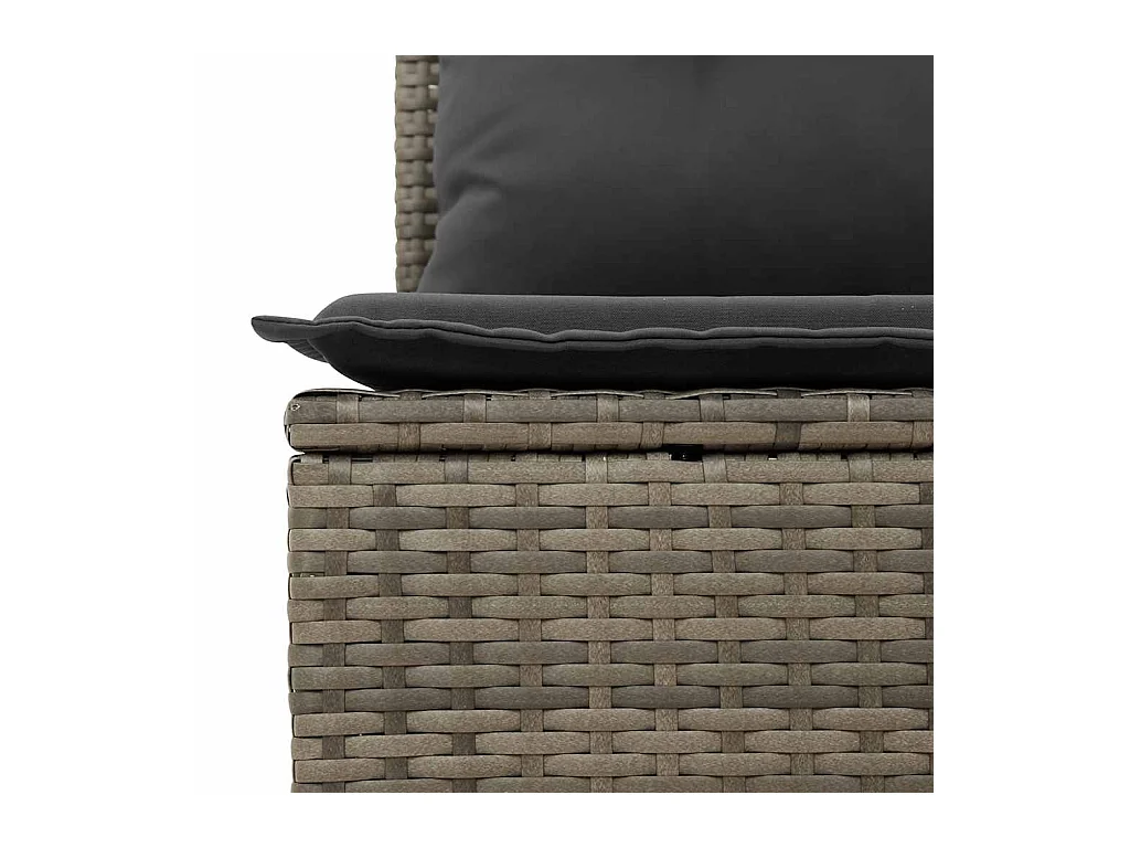 Salon de jardin 2 pcs avec coussins gris résine tressée acacia