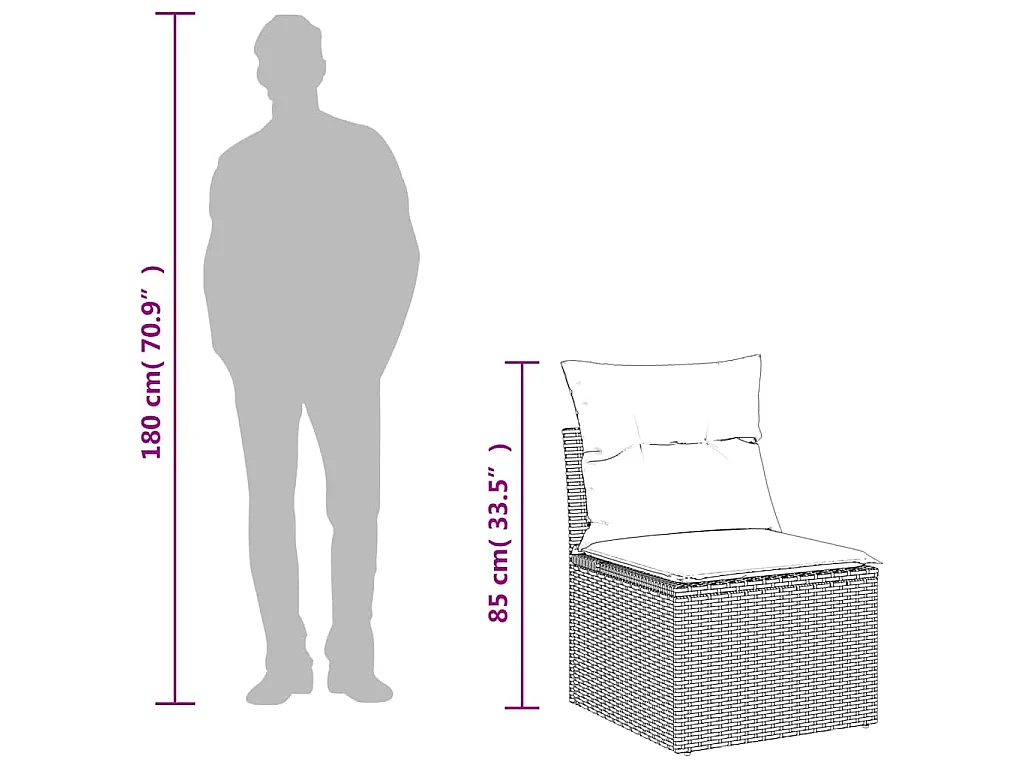 Set Divano Giardino 2 pz con Cuscini Grigio Polyrattan Acacia