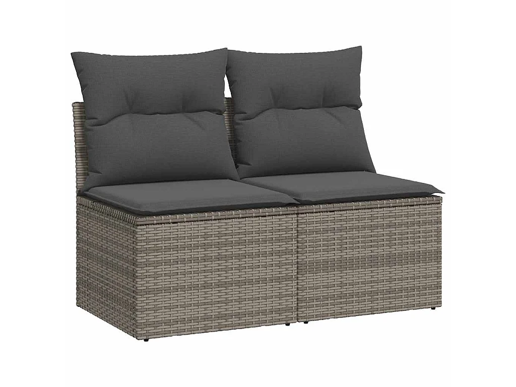 Set Divano Giardino 2 pz con Cuscini Grigio Polyrattan Acacia