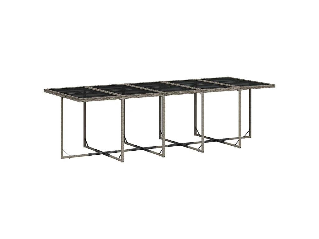 11 pcs conjunto jantar p/ jardim c/ almofadões vime PE cinzento
