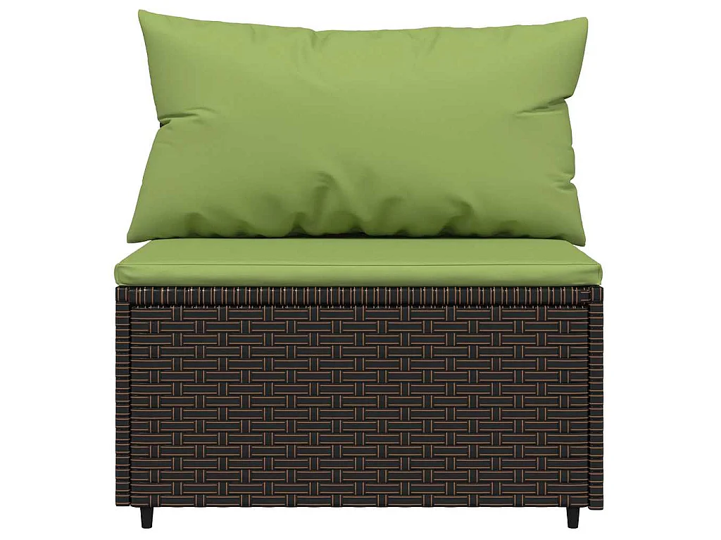 Set Mobili da Giardino 3 pz con Cuscini in Polyrattan Marrone