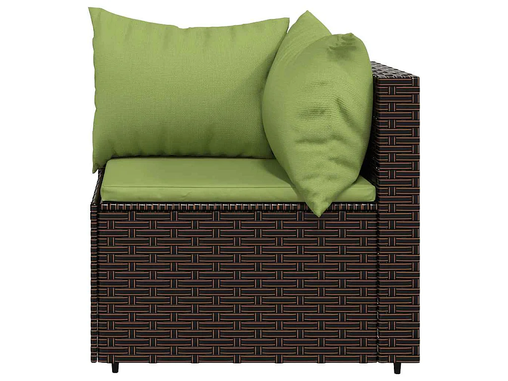 Set Mobili da Giardino 3 pz con Cuscini in Polyrattan Marrone