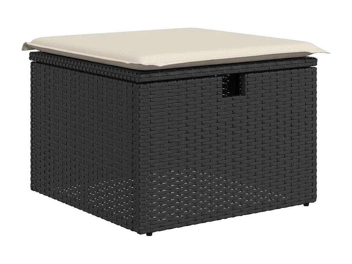 Salon de jardin 7 pcs avec coussins noir résine tressée