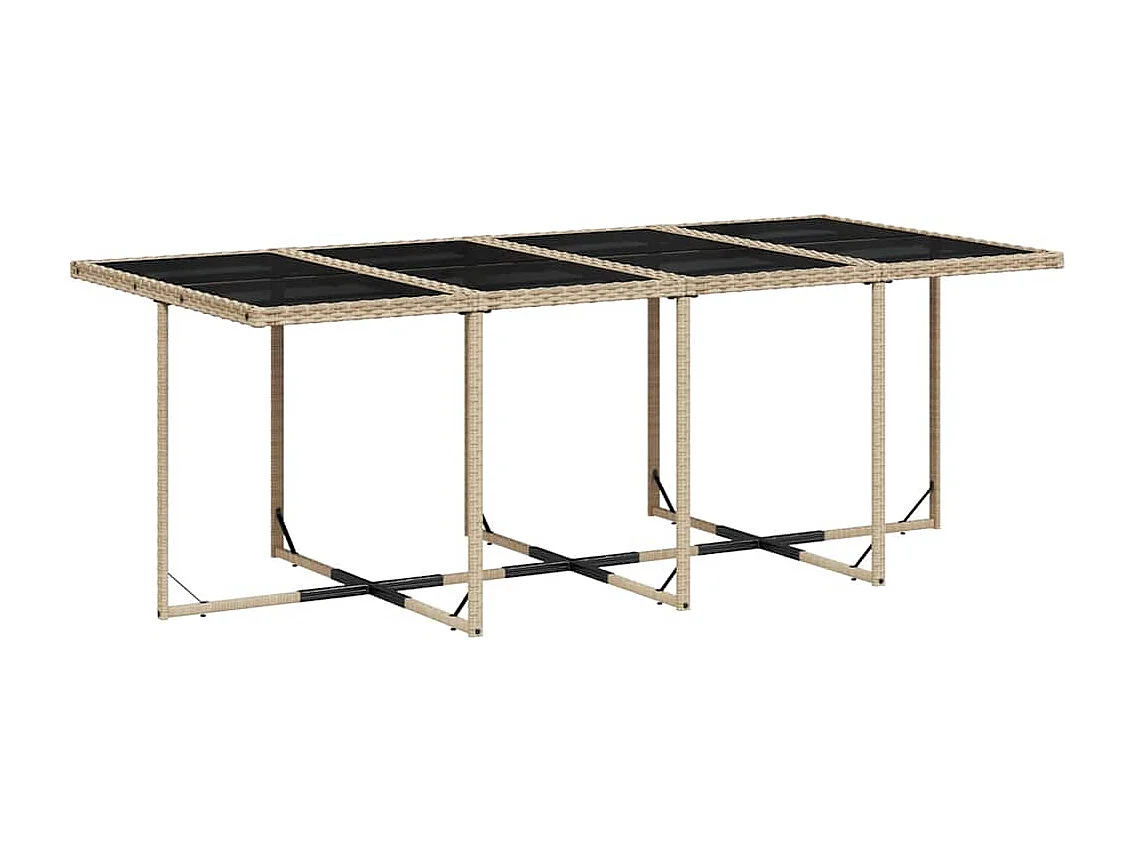 Set da Pranzo da Giardino 9 pz con Cuscini Beige in Polyrattan