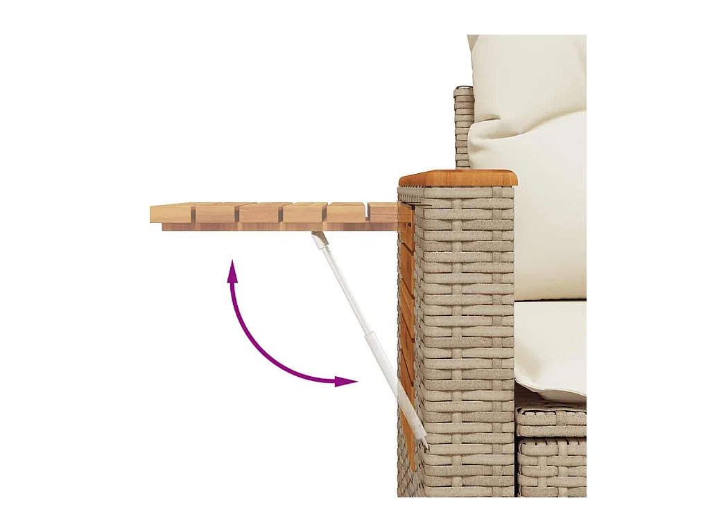 Salon de jardin avec coussins 4 pcs beige résine tressée