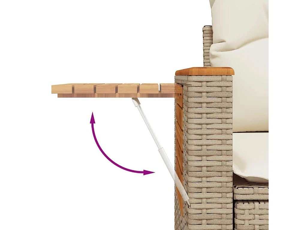 4-tlg. Garten-Sofagarnitur mit Kissen Beige Poly Rattan