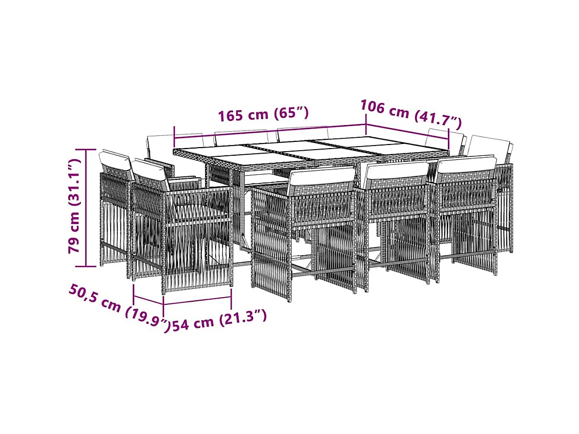 Ensemble à manger de jardin et coussins 11 pcs mélange beige