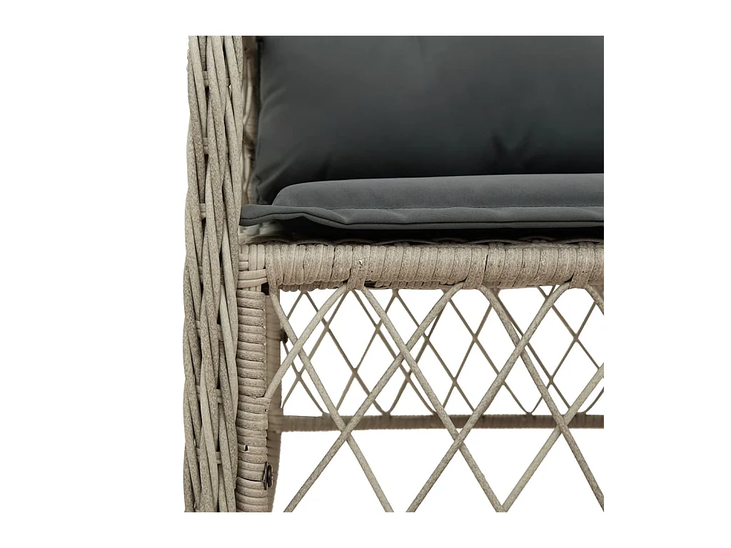 Ensemble à manger de jardin et coussins 7 pcs gris clair rotin