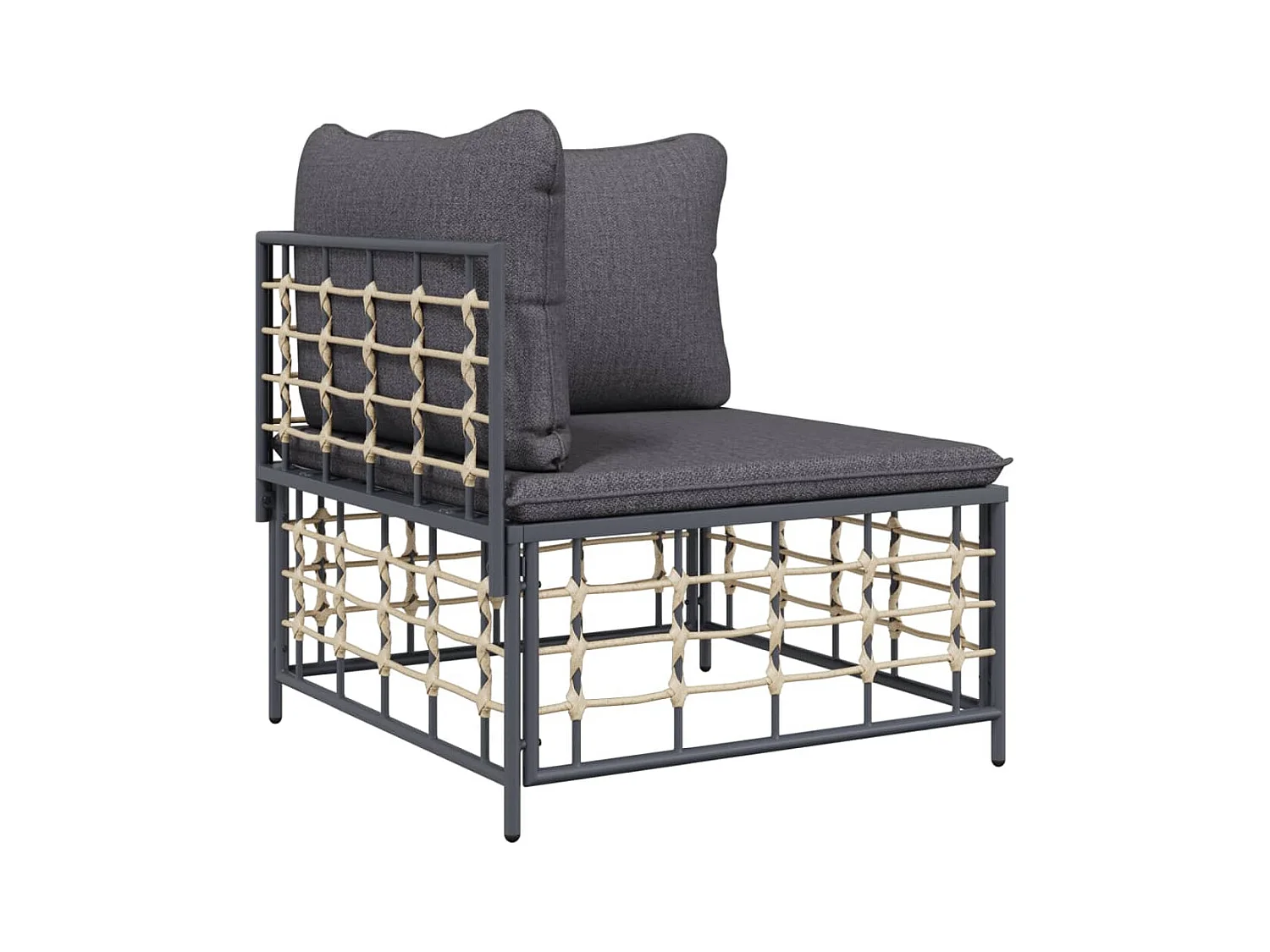 4-delige Loungeset met kussens poly rattan antracietkleurig