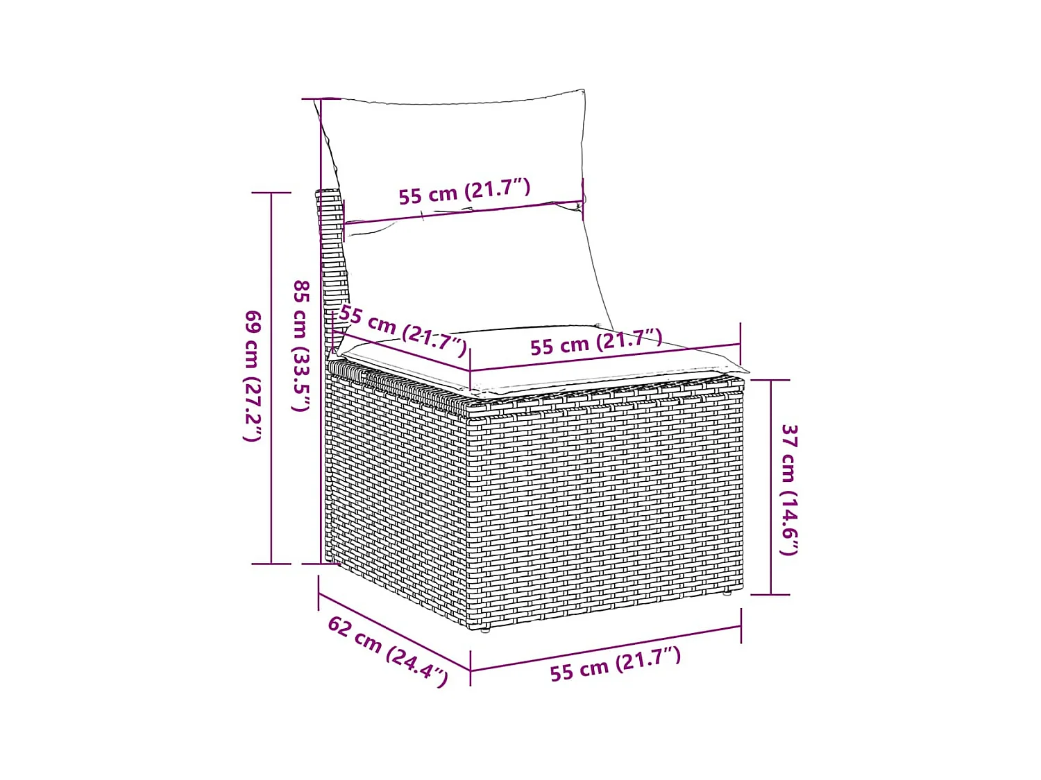 Set sofás jardín y cojines 2 pzas ratán sintético acacia gris