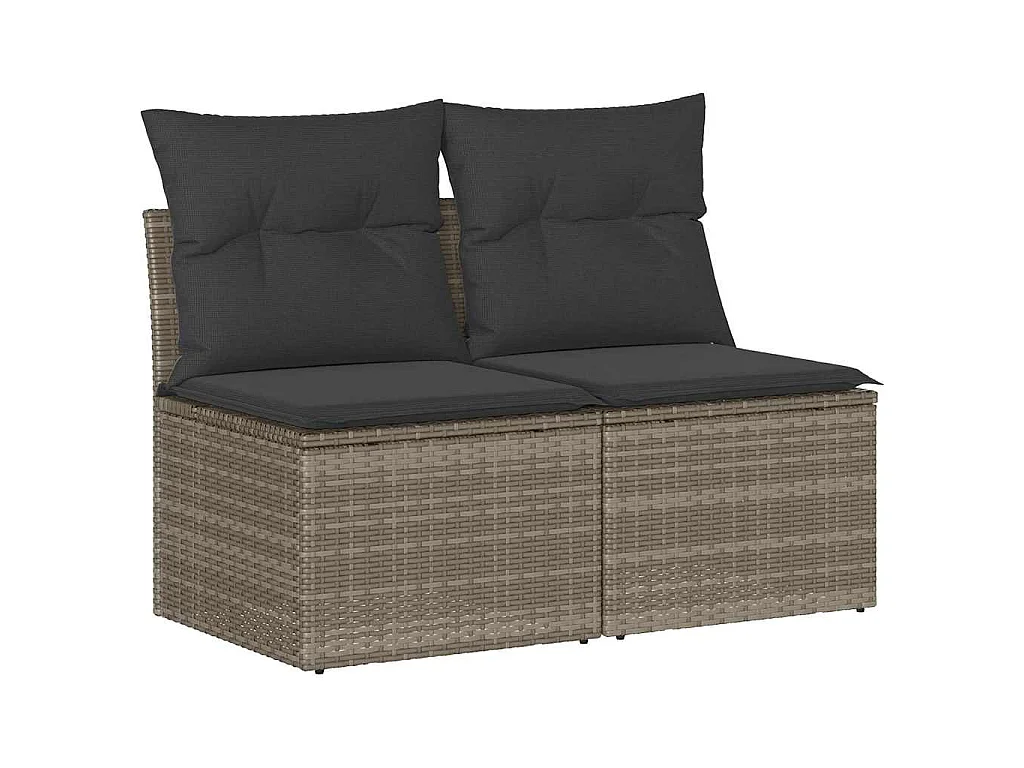 Set Divano Giardino 2 pz con Cuscini Grigio Polyrattan Acacia
