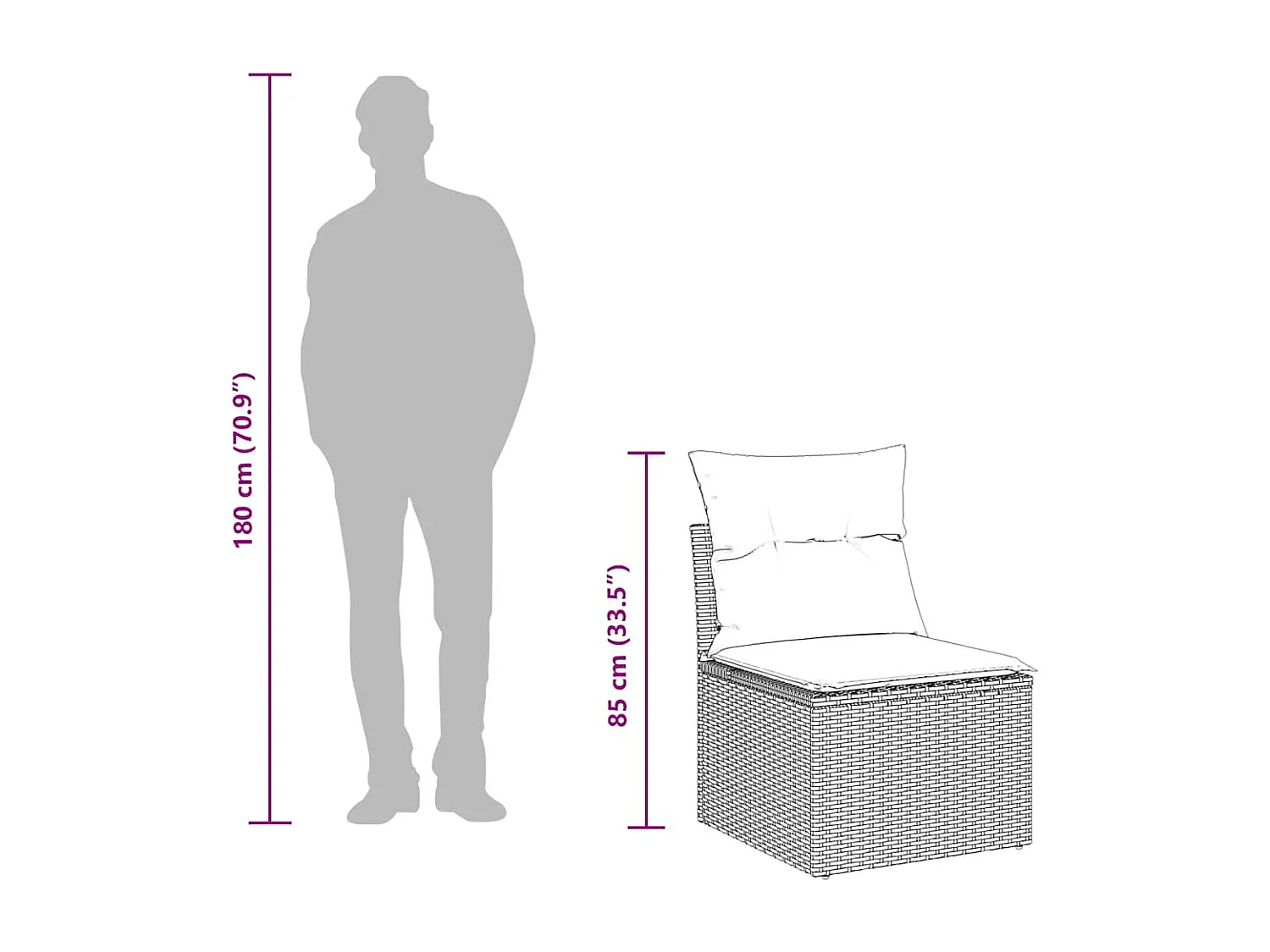 Set Divano Giardino 2 pz con Cuscini Grigio Polyrattan Acacia