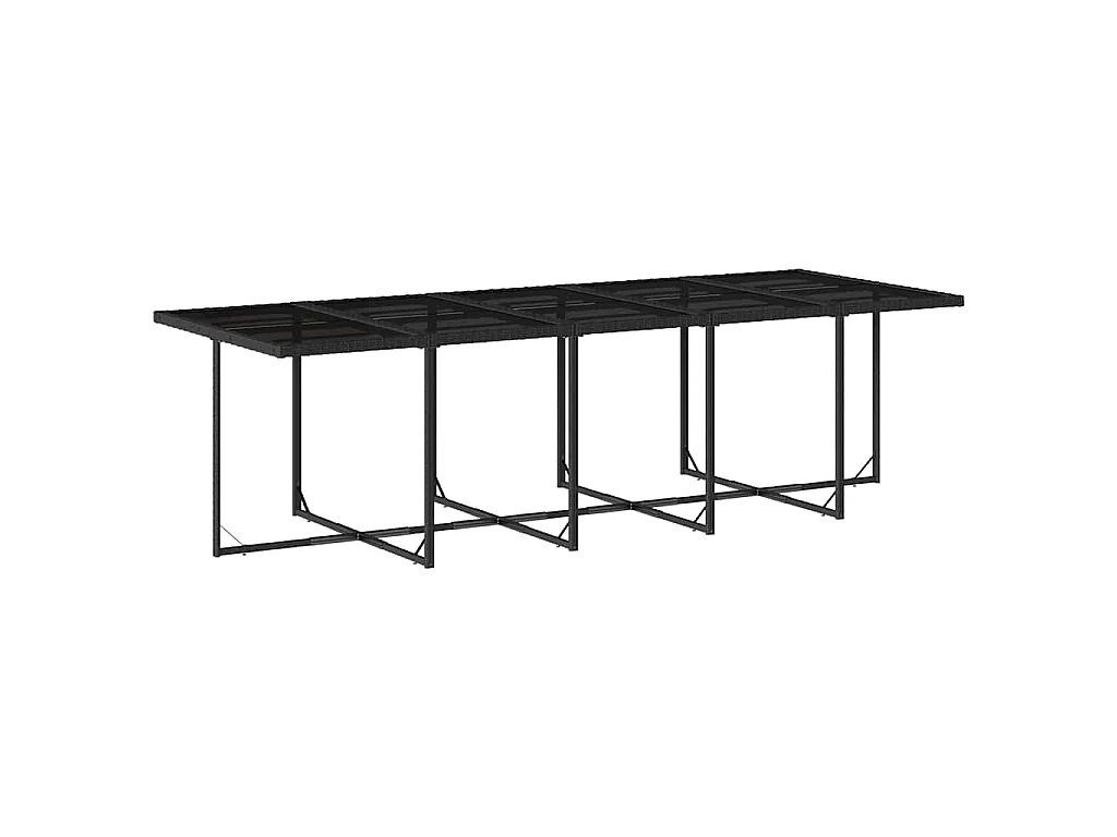Ensemble à manger de jardin 11 pcs coussins noir résine tressée