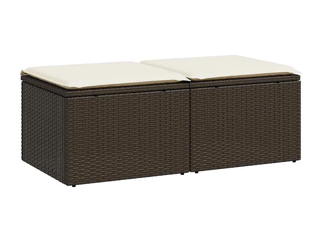2-delige Loungeset met kussens poly rattan acacia bruin