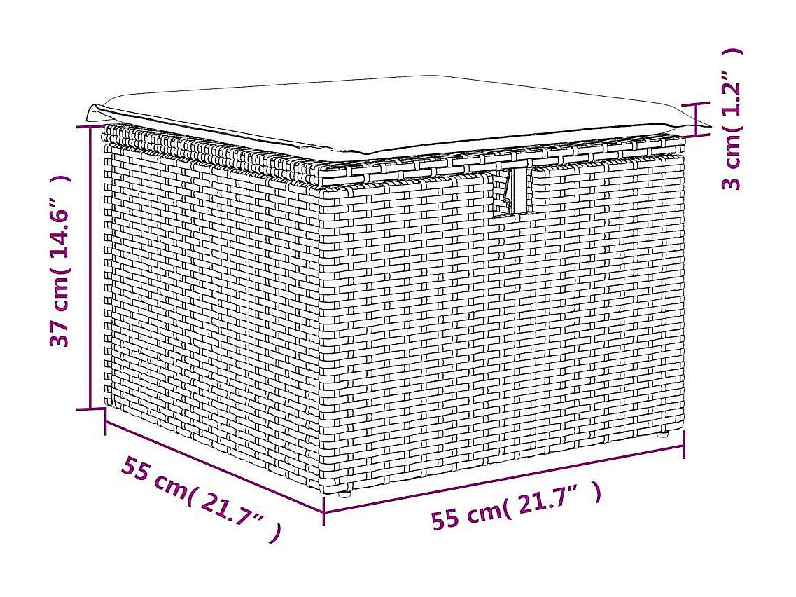 2-delige Loungeset met kussens poly rattan acacia bruin