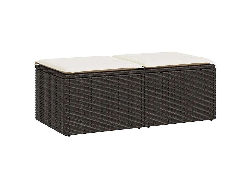 2 pcs conj. sofás jardim c/ almofadões vime PE/acácia castanho