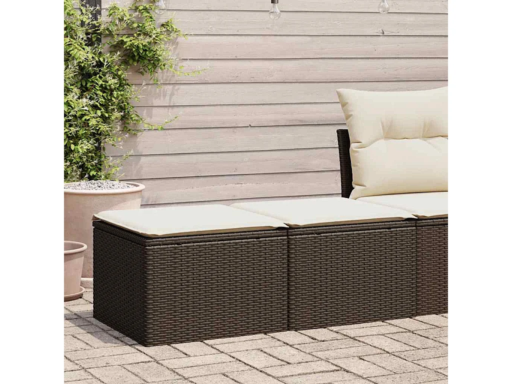 2 pcs conj. sofás jardim c/ almofadões vime PE/acácia castanho