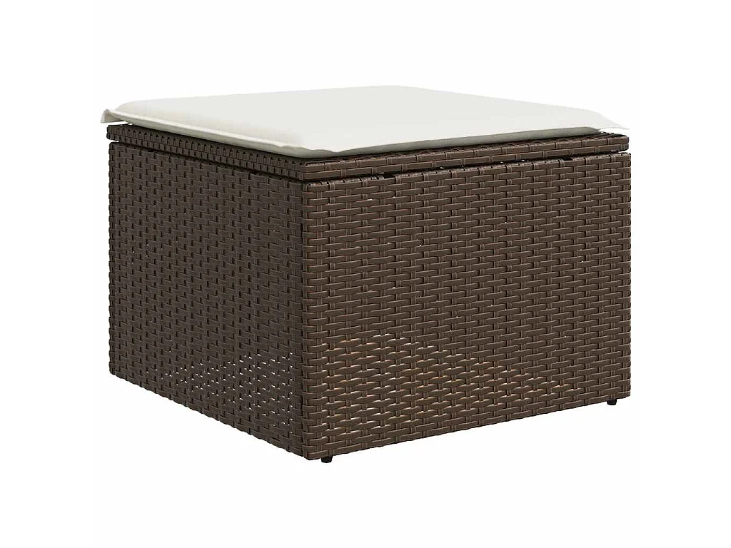 2 pcs conj. sofás jardim c/ almofadões vime PE/acácia castanho