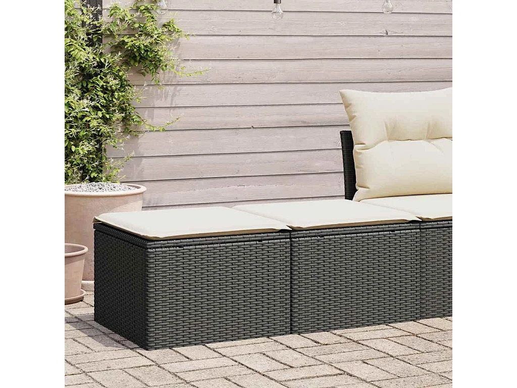 Set sofás jardín y cojines 2 pzas ratán sintético acacia negro