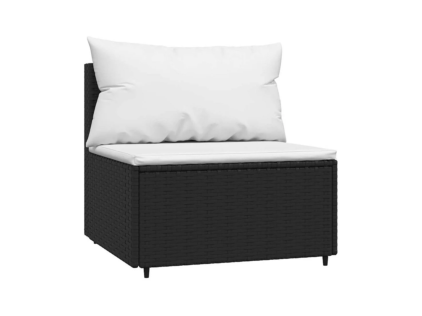 Salon de jardin 3 pcs avec coussins Noir Résine tressée