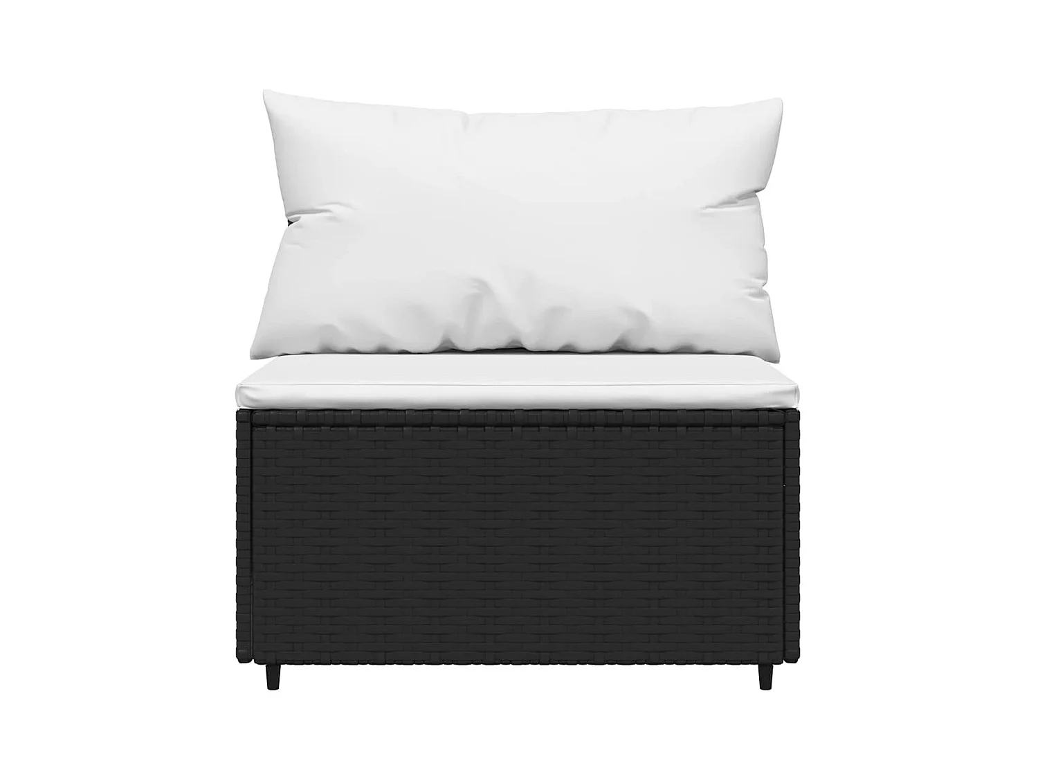 Salon de jardin 3 pcs avec coussins Noir Résine tressée