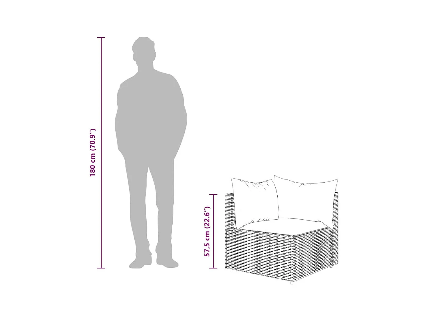 Salon de jardin 3 pcs avec coussins Noir Résine tressée