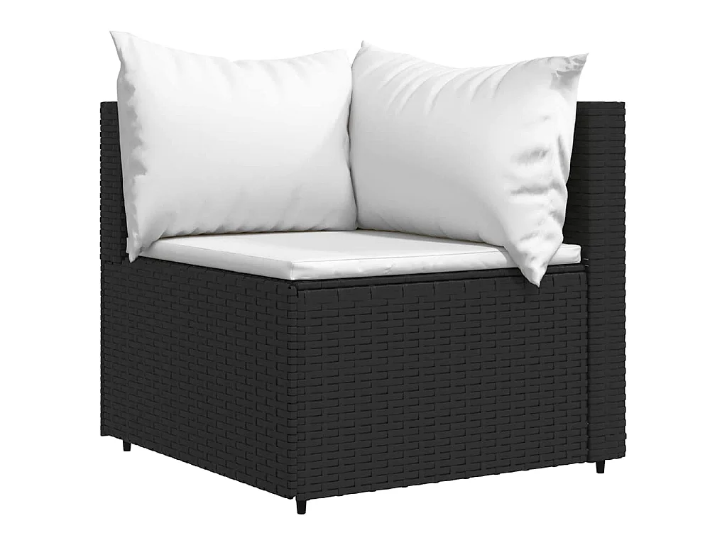 Set Divani da Giardino 3 pz con Cuscini Nero in Polyrattan