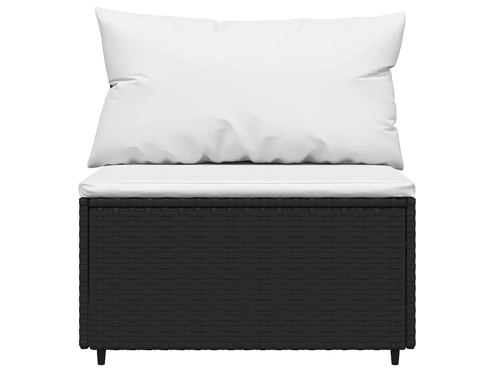 Set Divani da Giardino 3 pz con Cuscini Nero in Polyrattan