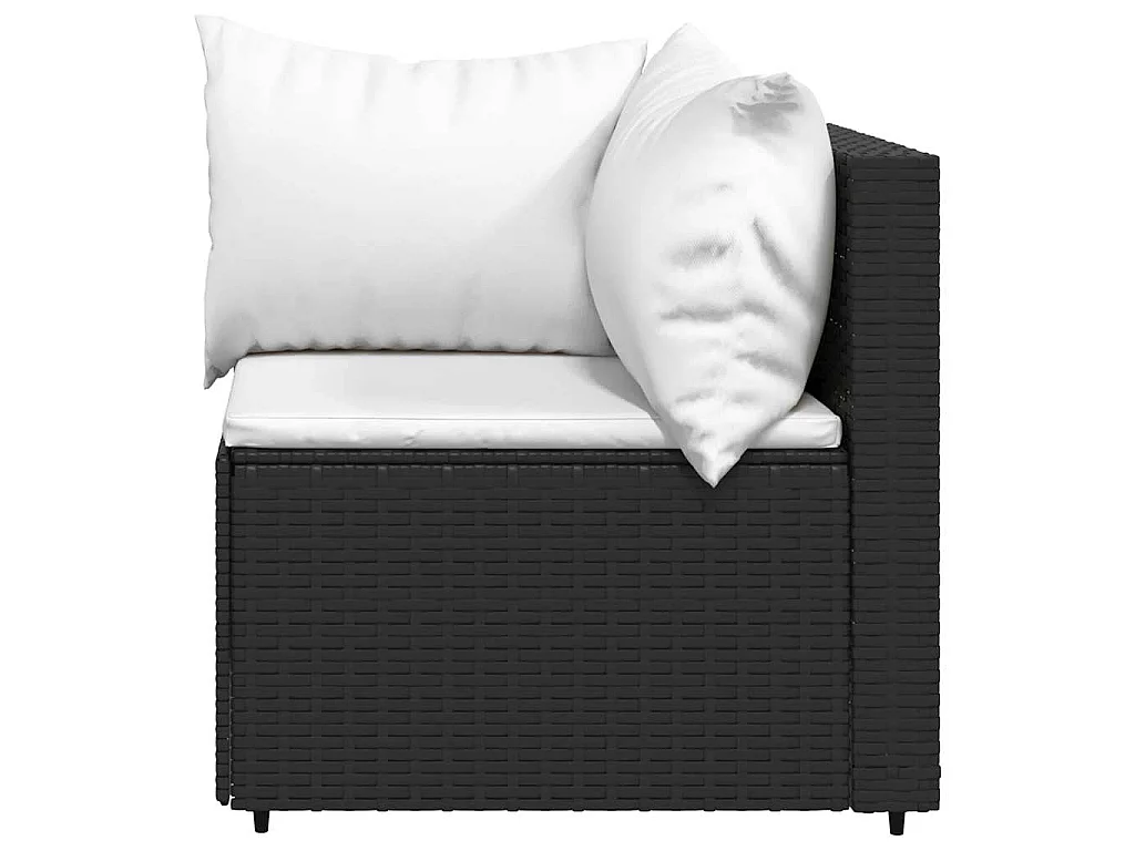 Set Divani da Giardino 3 pz con Cuscini Nero in Polyrattan