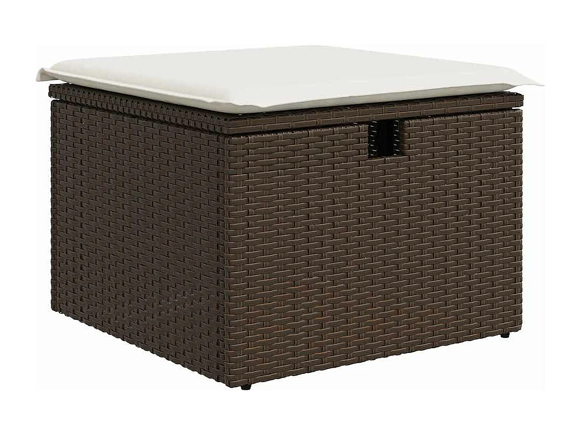 5-delige Loungeset met kussens poly rattan bruin