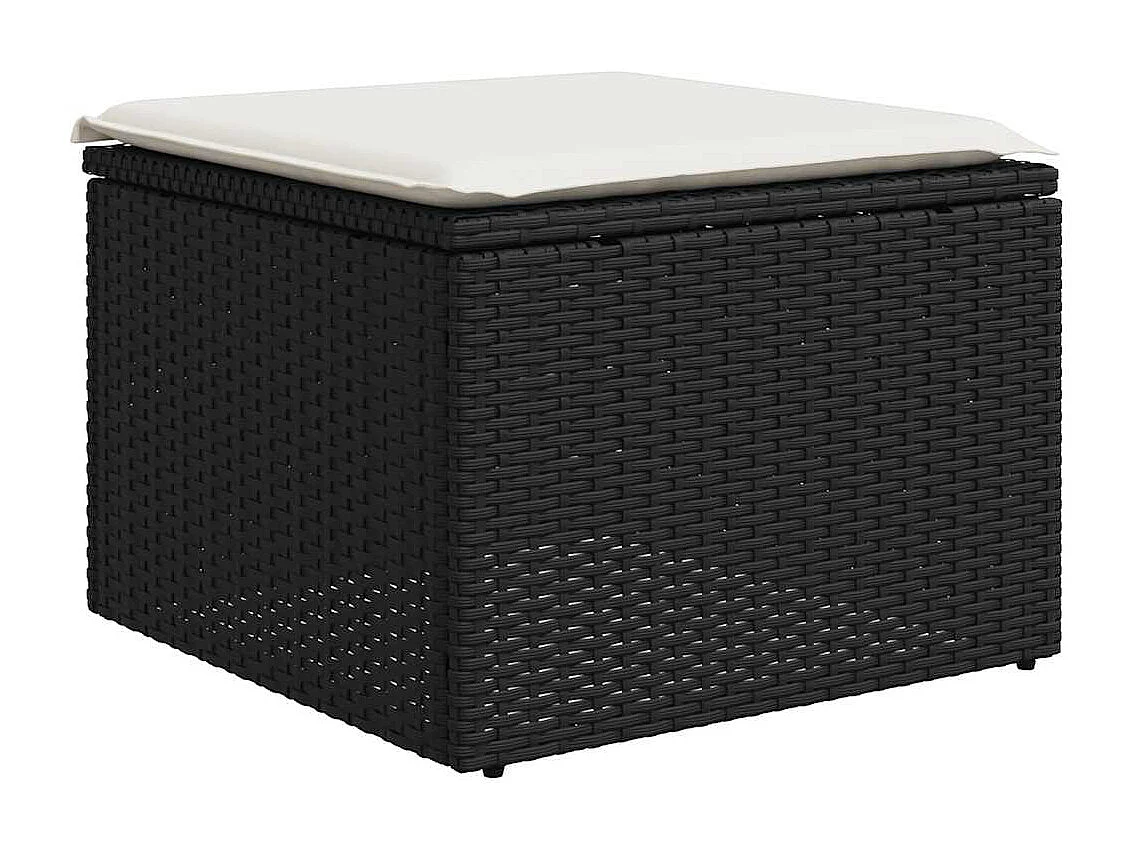 Salon de jardin avec coussins 2 pcs noir résine tressée acacia