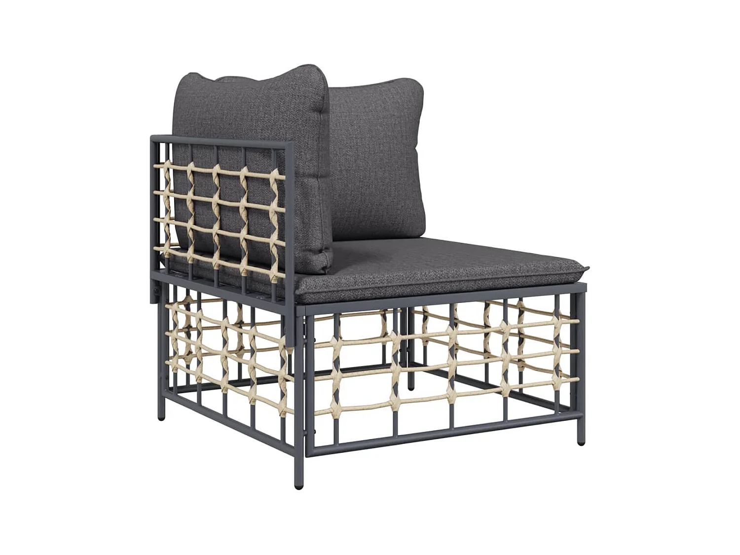 Salon de jardin 7 pcs avec coussins anthracite résine tressée