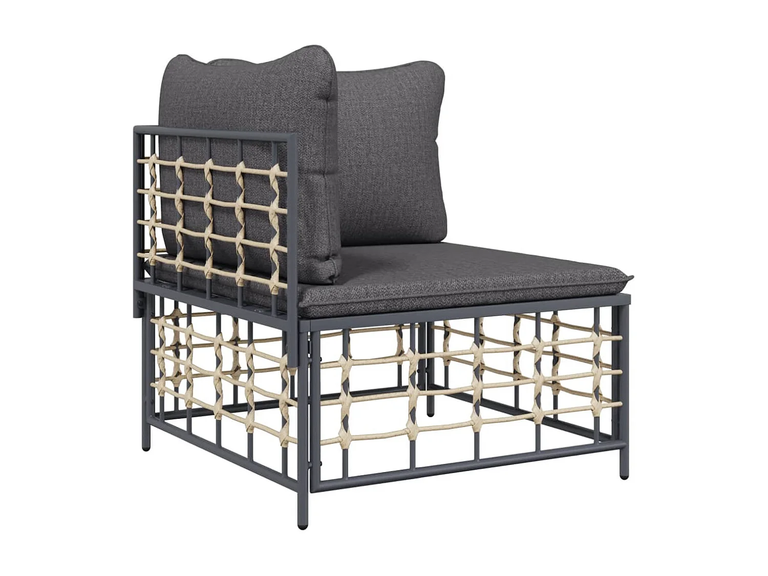 7-tlg. Garten-Lounge-Set mit Kissen Anthrazit Poly Rattan