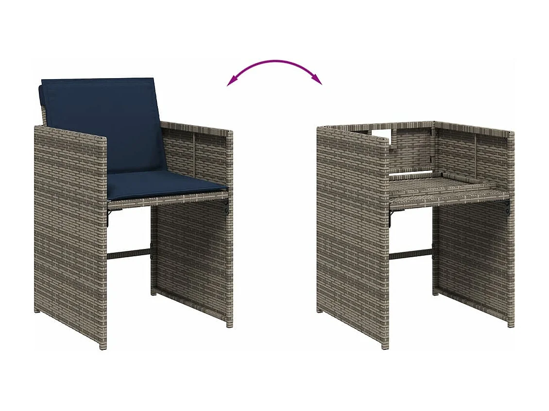 7-delige Tuinset met kussens poly rattan grijs