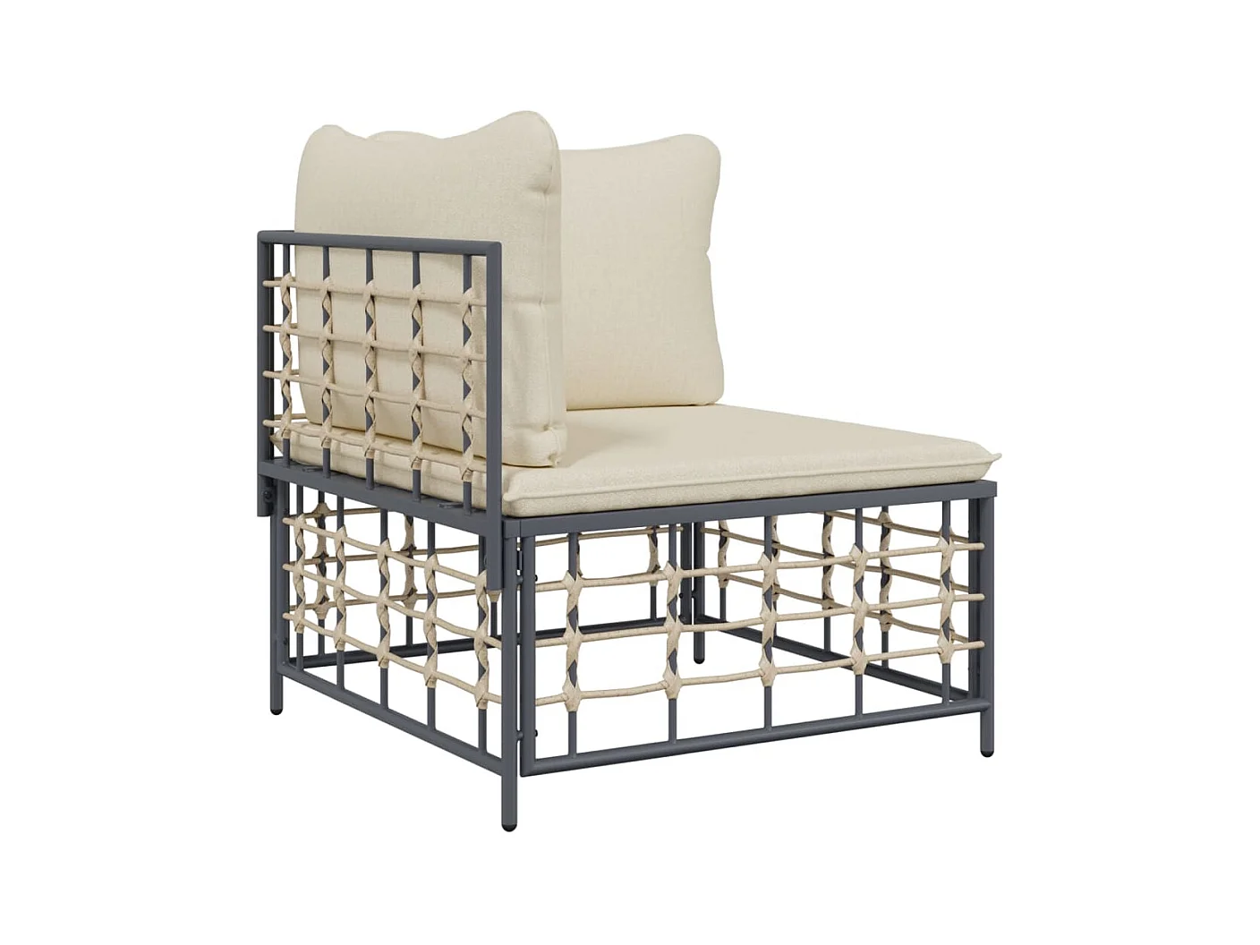 7-tlg. Garten-Lounge-Set mit Kissen Anthrazit Poly Rattan