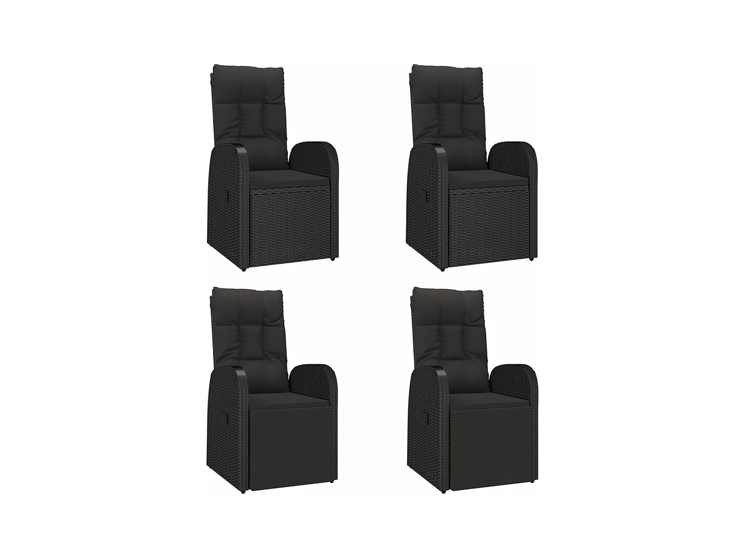 Ensemble à manger de jardin coussins 5pcs Noir Résine tressée