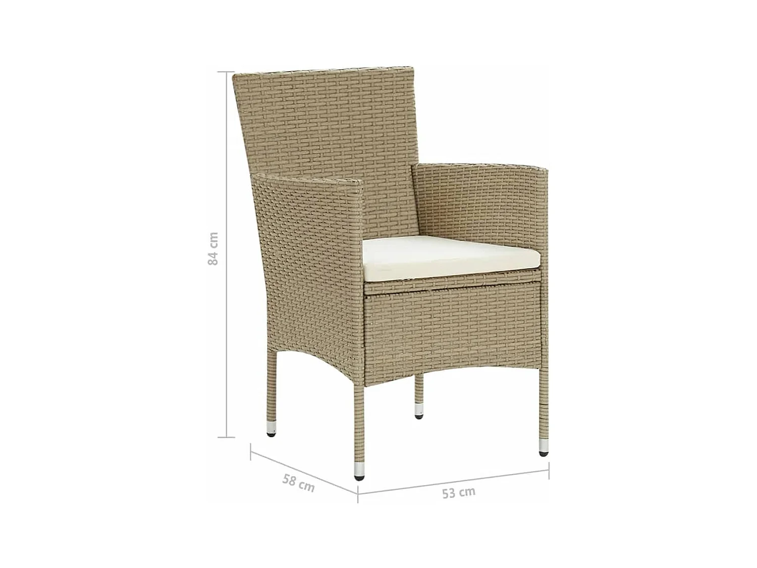 9-tlg. Garten-Essgruppe mit Kissen Poly Rattan Beige