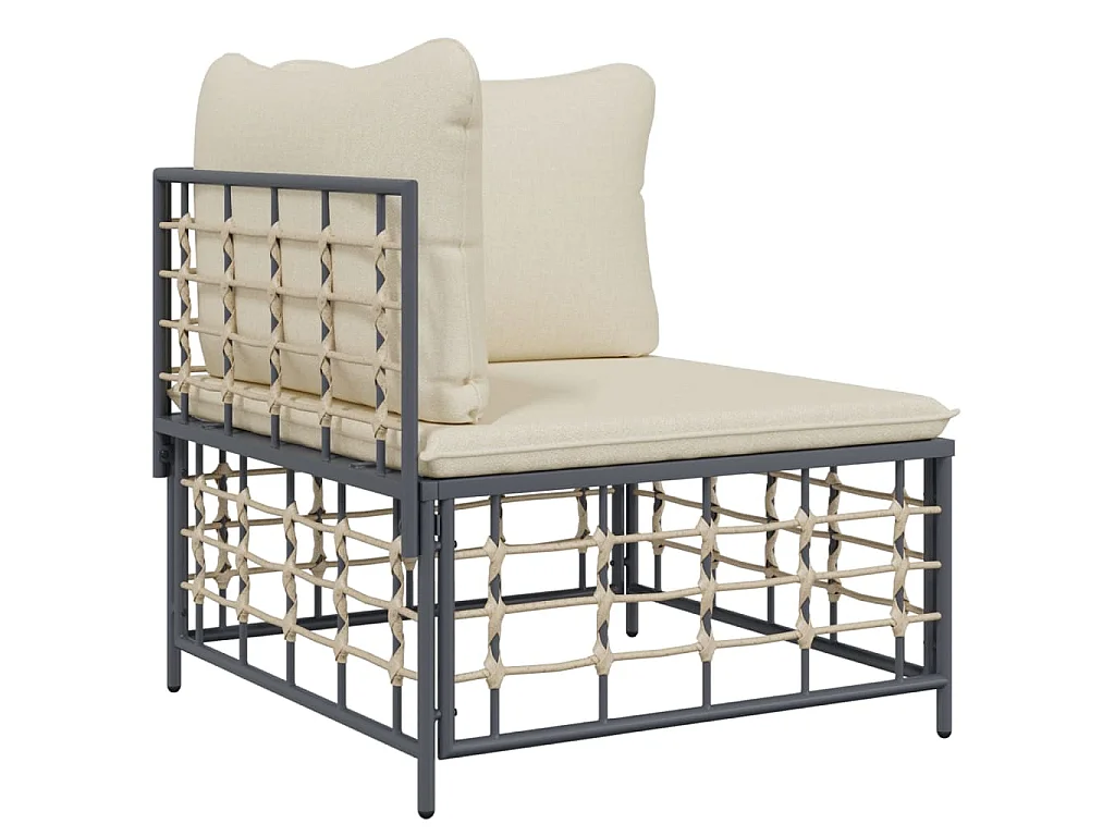 5-delige Loungeset met kussens poly rattan antracietkleurig