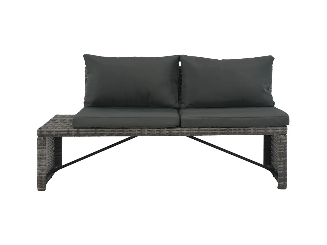 3-tlg. Garten-Lounge-Set mit Polstern Poly Rattan Grau