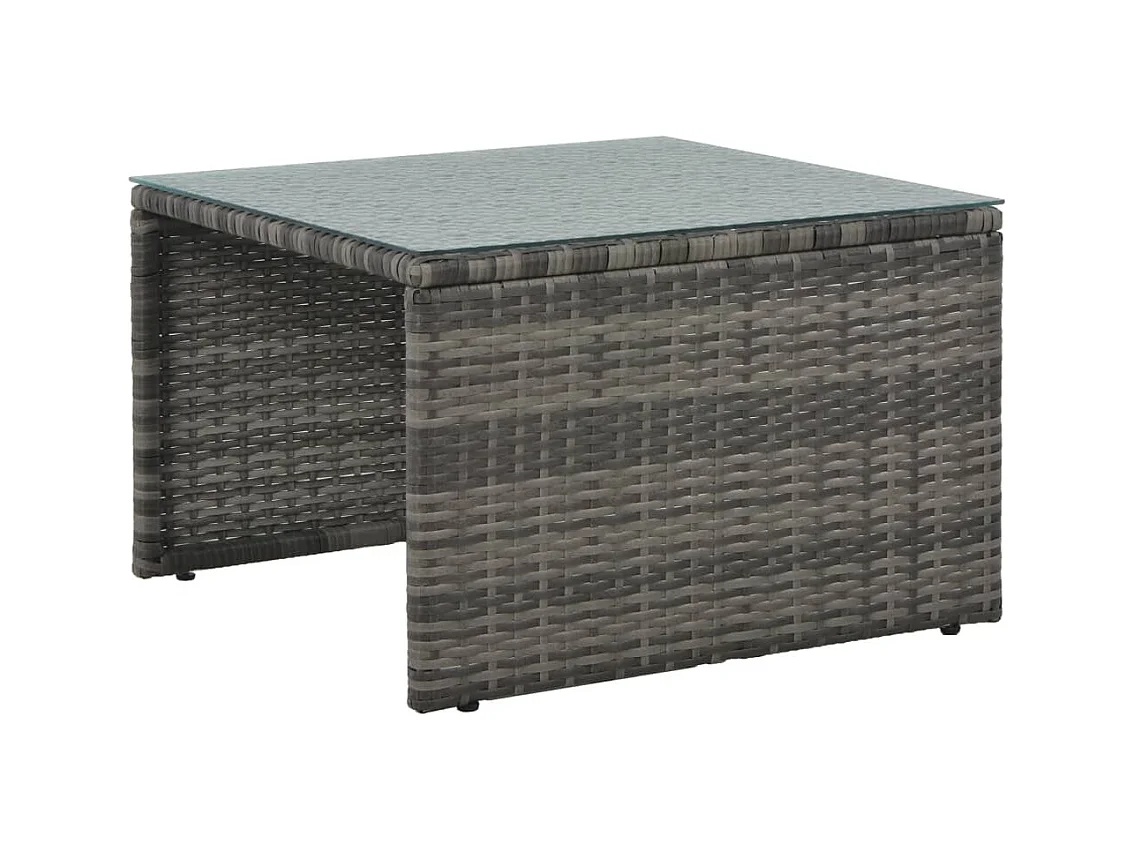 3-tlg. Garten-Lounge-Set mit Polstern Poly Rattan Grau