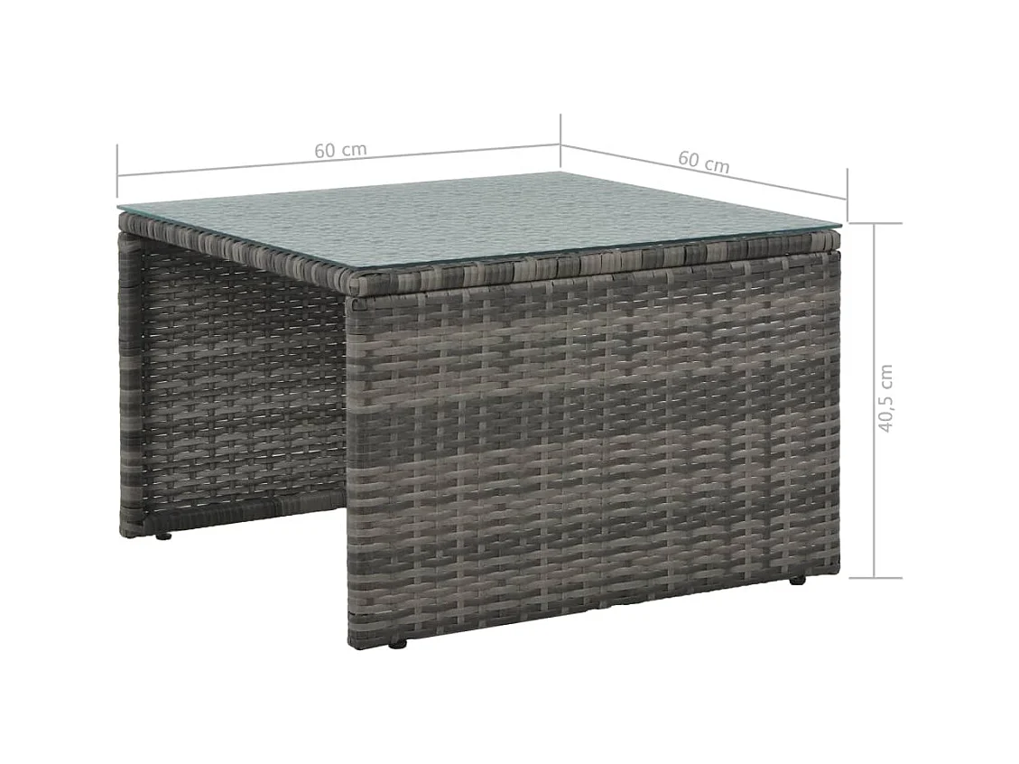 3-tlg. Garten-Lounge-Set mit Polstern Poly Rattan Grau