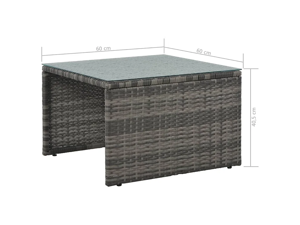 Loungeset met kussens 3-delig poly rattan grijs