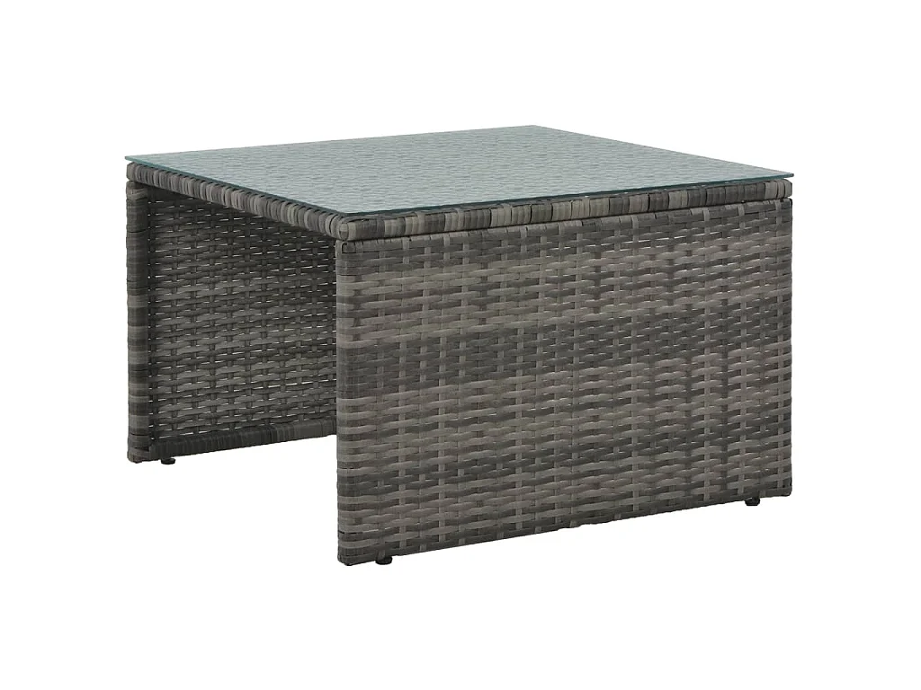 Loungeset met kussens 3-delig poly rattan grijs