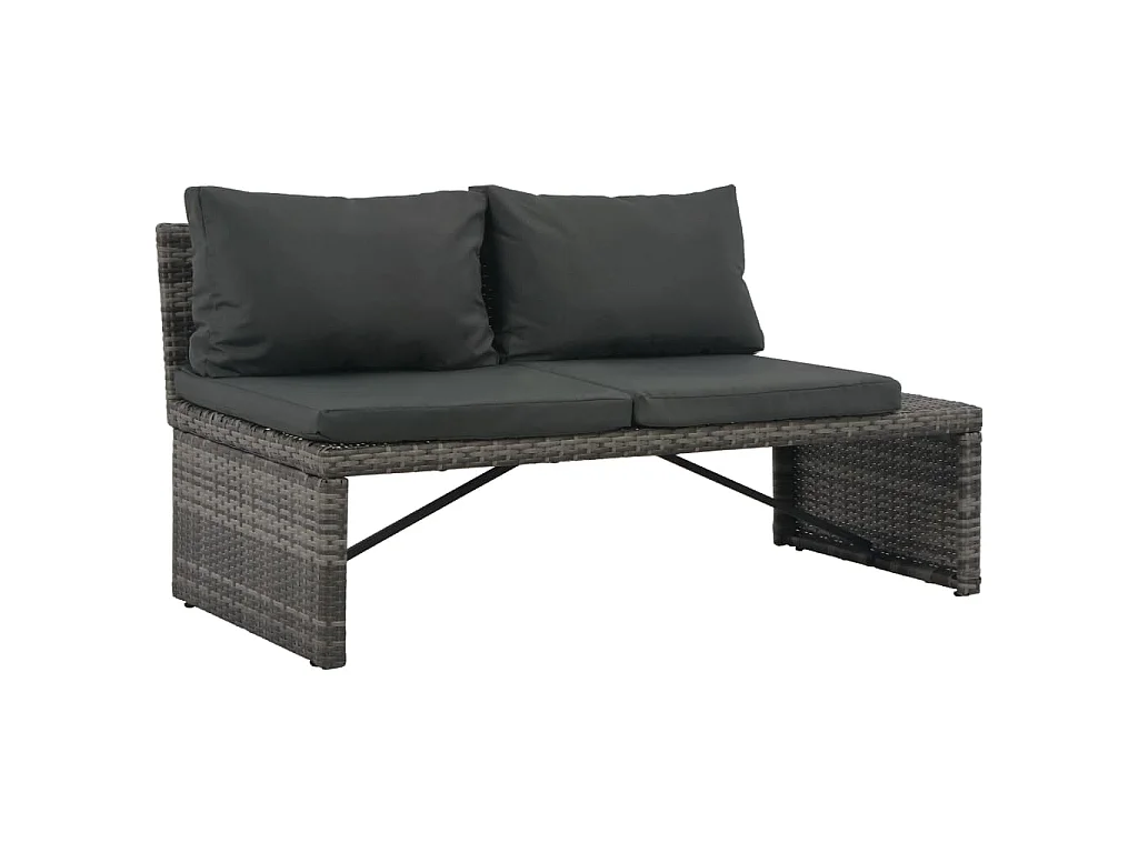 Loungeset met kussens 3-delig poly rattan grijs